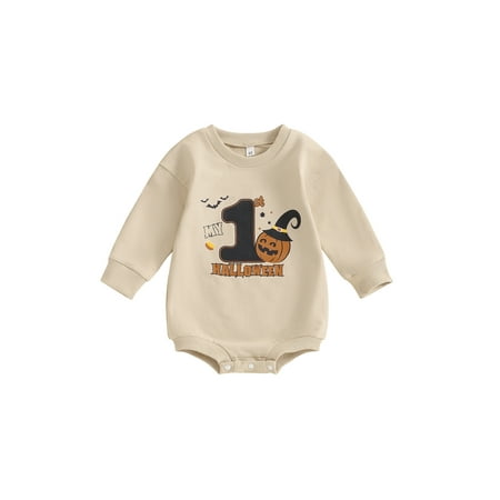 

Hirigin Baby Romper Long Sleeve Letters Pumpkin Print Halloween Bodysuit