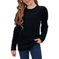 thumbnail image 3 of Hicidod Girls Puff Long Sleeve Shirts Lightweight Crew Neck Solid Color T Shirt Kids Stylish Spring Fall Tops Tee Blouse for Girl, 3 of 8