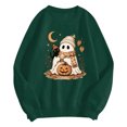 thumbnail image 2 of Enyan Halloween Shirts Women Spooky Season Long Sleeve Ghost Graphic Shirt Fall Pumpkin Tops Woman Halloween Shirt Green,M, 2 of 6