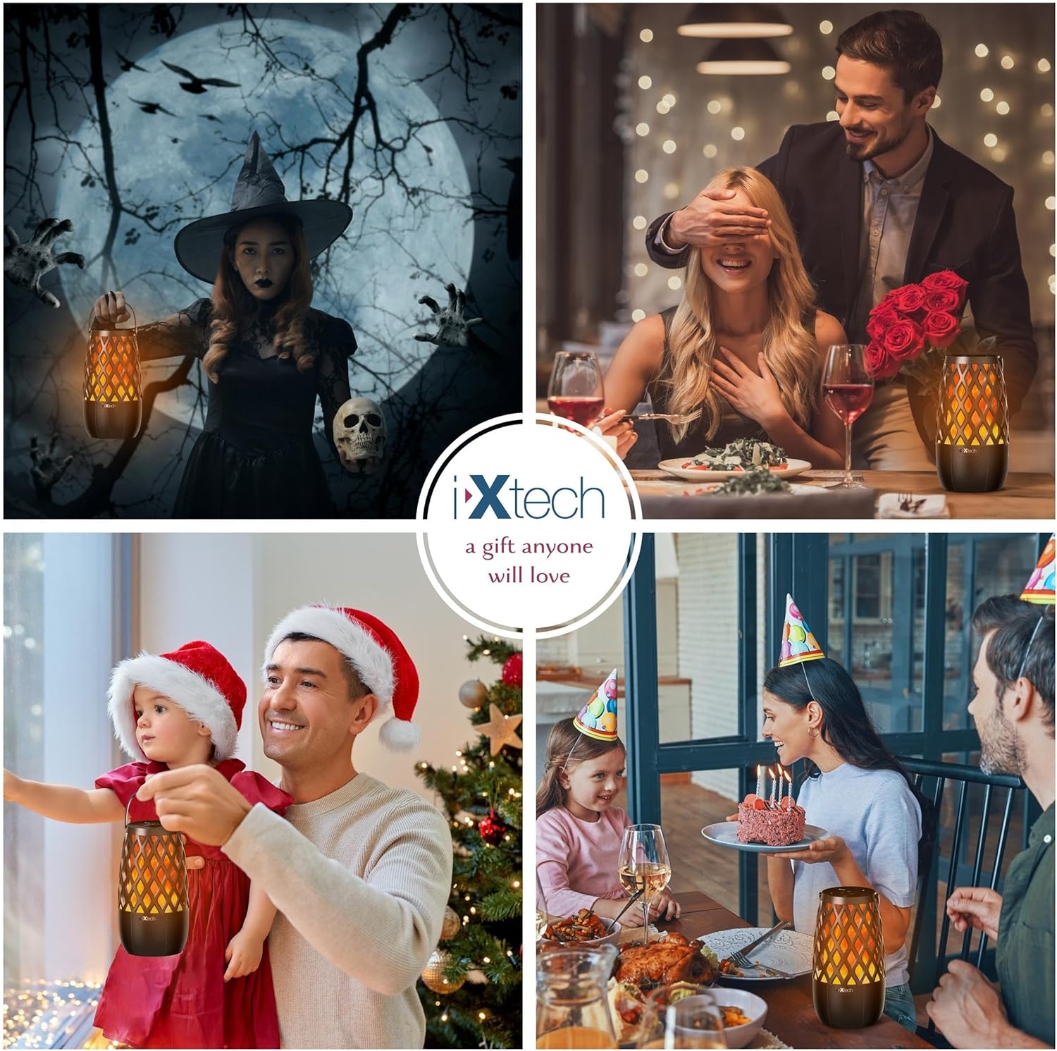 IXTECH Outdoor Bluetooth Speakers, Waterproof Portable Bluetooth Speaker Wireless with Lights, Outdoor Gifts for Dads Mom, Multi-Sync Wireless Connection, Lantern Speakers Mountable, 2 Pack