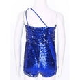 thumbnail image 6 of Mufeng Kids Girls One Shoulder Jumpsuits Sleeveless Sequins Romper Wedding Birthday Party Prom Gown Royal Blue 14, 6 of 9