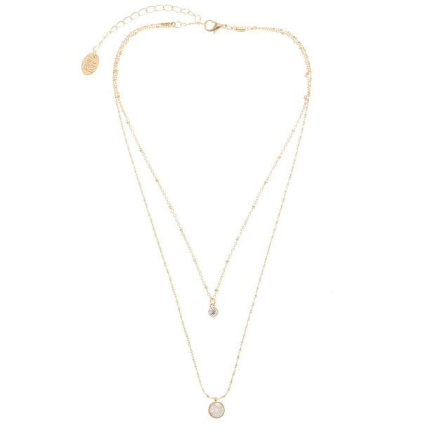 Time and Tru Layered Gold Tone Necklace for Women, Delicate Gold Chains