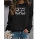 thumbnail image 2 of Sudadera de Mujer con Cuello Redondo y Manga Larga con Estampado de Letras, Jersey Informal de Moda para Mujer, Top para Viajes de Trabajo Diarios, Negro (Fuente Blanca) XXL, 2 of 5