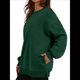 thumbnail image 3 of Sudadera de Gran Tamaño para Mujer, Cuello Redondo, Larga, Jersey de , Ropa de Moda de Otoño con Bolsillo Verde Oscuro XL, 3 of 6