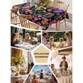 thumbnail image 5 of Watercolor Flowers Table Cloth, Waterproof Tablecloth for Rectangle Tables, Retro Spring Floral Botanical Leaves Black Reusable Washable Fabric Table Cover for Restaurant Kitchen Dining 60"x84", 5 of 9