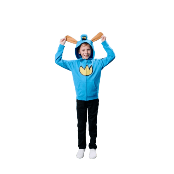 Dog Man Emblem Boy's Blue Long Sleeve Cosplay Zip-Up Hoodie 8 (M)