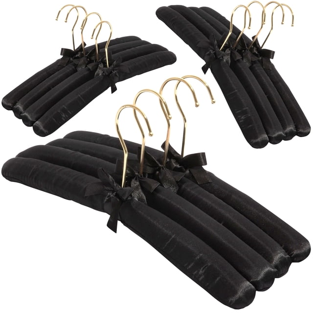 Juego de 12 perchas acolchadas de tela para ropa para mujer, color marfil