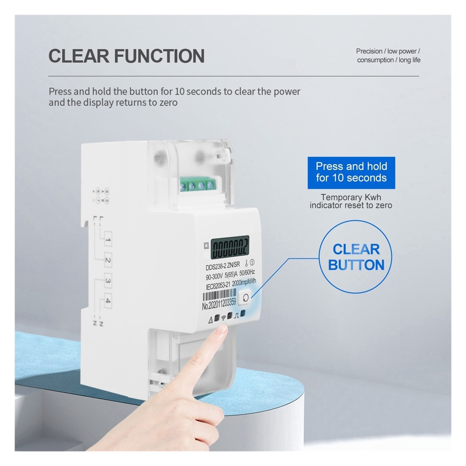 Single Phase Remote Control ON/OFF 65A Multi Function Din Rail Energy Meter 90-300V Kwh Watt Hour Meter Power Consumption Monitor ,Overload Protection