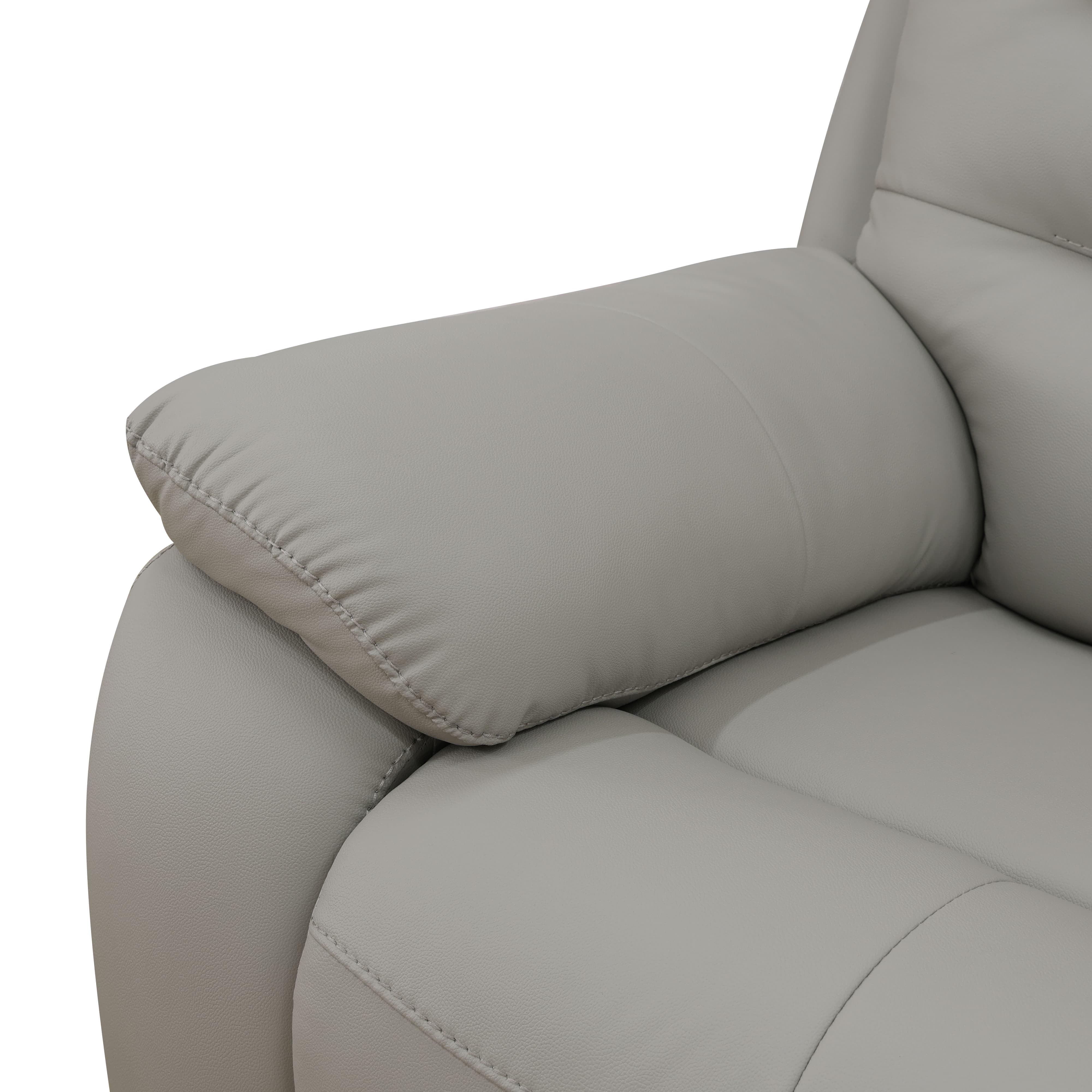 MAYEERTY Power Reclining Loveseat, Electric 2-Seat Breathable Leather Recliner with USB Charging & LED for Living Room, Light Grey