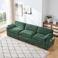 thumbnail image 5 of TROPOW Chenille 113-Inch Modular Combo Sofa, Modern 3-Seater L-Shaped Sofa with Ottoman, 2 Cushions, Side Pockets, Oversized Faux Fur Upholstered Sofa for Living Room, Bedroom, 5 of 7