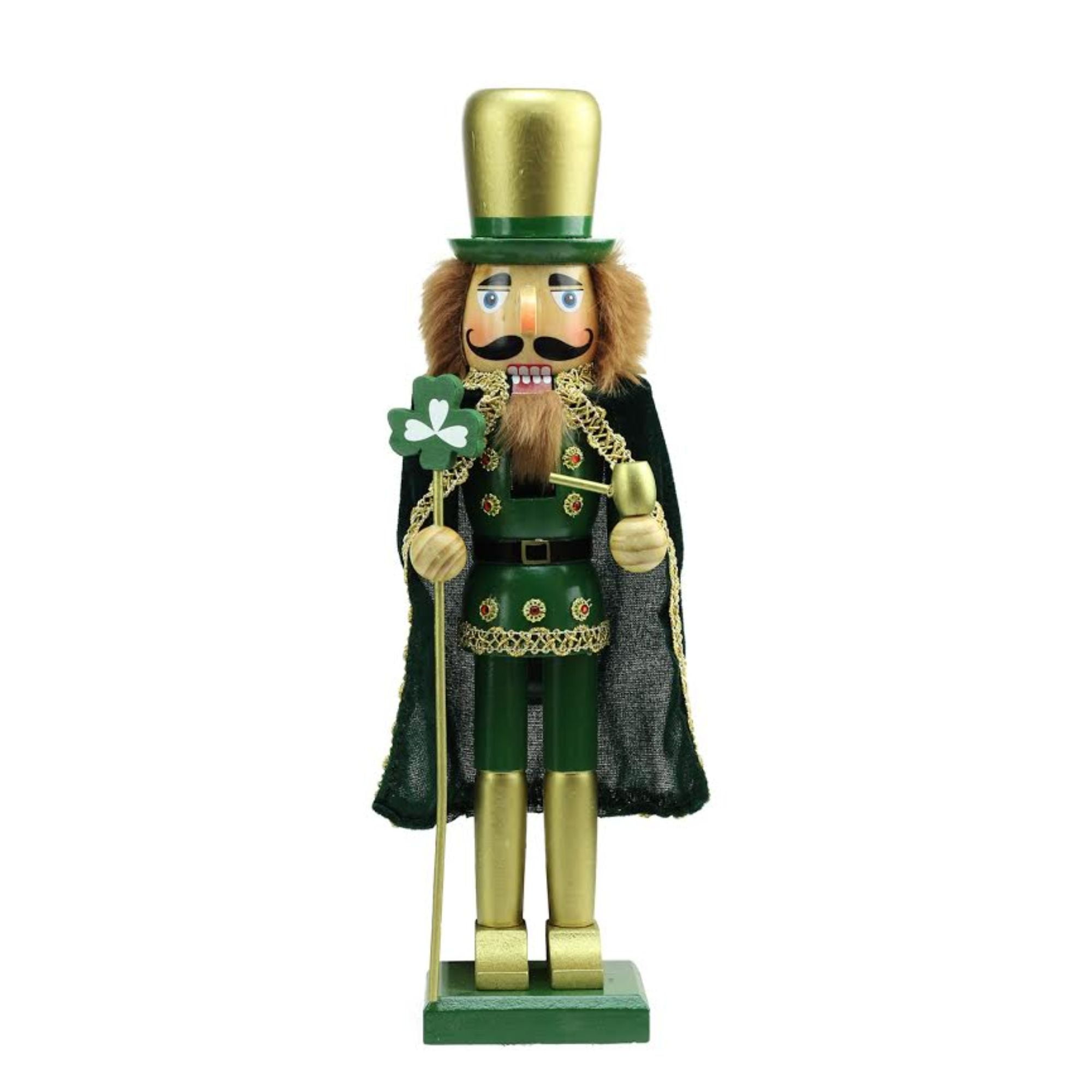 15" Green and Gold Luck of the Irish Christmas Nutcracker