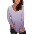 thumbnail image 2 of ZUKMRJPC Women's V Neck Long Sleeve T Shirts Fashion Gradient Color Casual Lightweight Tunic Tops Slim Fit Soft Comfy Basic Tees, 2 of 6