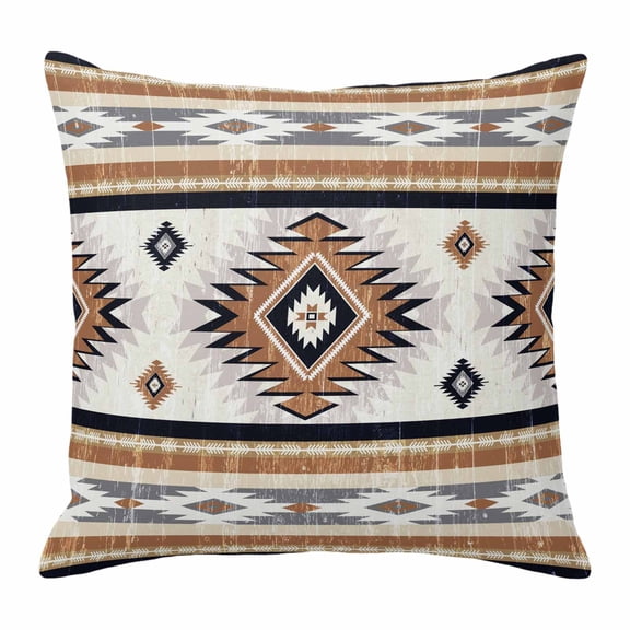 Throw Pillow Covers, Orange Boho Decorative Throw Pillow Covers 18x18 Inch, Southwestern Ethnic Aztec Retro Geometric Square Linen Pillow Cases for Couch/Living Room/Sofa