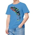 thumbnail image 2 of Toddler Boys Shirts & Tops Summer Chameleon Print Round Neck Short Sleeve Pullover T Shirts Daily-Wear,Blue,4-5 Years, 2 of 2