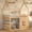 Natural Wood, variant on LHSHID Full Wooden House Bed with Built-in LED Shelf Light, White