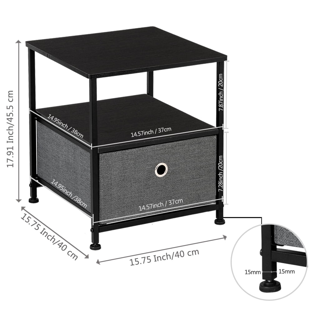 Kepooman Drawer Dresser, Night Stand with Drawer, Gray End Table Storage Cabinet, Easy Pull Fabric Bins, Wooden Side Table for Bedroom, Living Room, Dining Room Furniture Kepooman Drawer Dresser, Night Stand with Drawer, Gray End Table Storage Cabinet, Easy Pull Fabric Bins, Wooden Side Table for Bedroom, Living Room, Dining Room Furniture