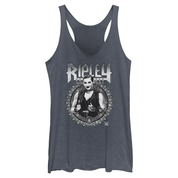 Womens WWE Ripley Black and White Photo Racerback Tank