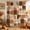 Brown, Walnut, Terracotta, Chestnut, variant on Middle Century Shower Curtain, Waterproof Shower Curtains for Bathroom, Modern Abstract Minimalist Geomettric Boho Washable Fabric Bathtub Curtain Set Bath Decor with 12 Hooks 48"x72"