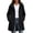 Black, variant on Women Full Zip Jacket Hooded Drawstring Hood Snap Placket Long Sleeve Long Length Slash Pockets Relaxed Fit for Hiking and Outdoor Walking
