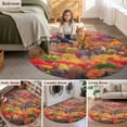 thumbnail image 5 of Round Rugs 4Ft, Red Orange Green Forest Round Area Rug Washable Indoor Throw Carpet, Fall Botanical Tree Maple Leaf Soft Non Slip Circle Rug for Kitchen Nursery Room Home Decor Aesthetic, 5 of 8