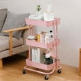 thumbnail image 6 of Alexent 3-Tier Modern Plastic Storage Trolley Rolling Utility Carts in Pink, 6 of 10
