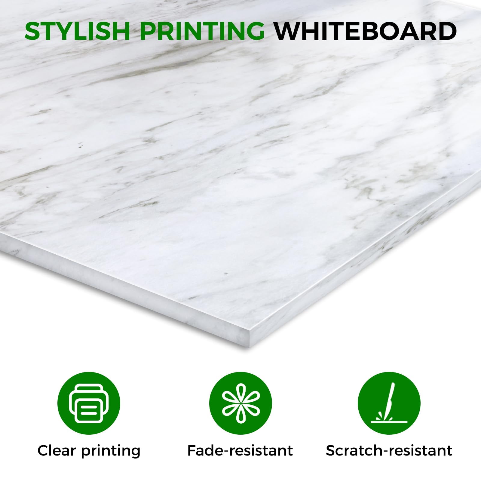 Magnetic Dry Erase Board 16"x12" Decorative White Board for Wall with White Marble Pattern Design White Board for Home Office Decor, Bedroom, Kitchen, Classroom Includes 6 Magnets and 2 Markers