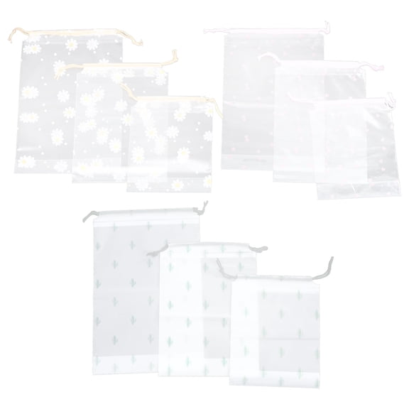 LEORX Cylindrical Shoes Bag Drawstring Design Matte Material Flower Pattern for Shoe Storage