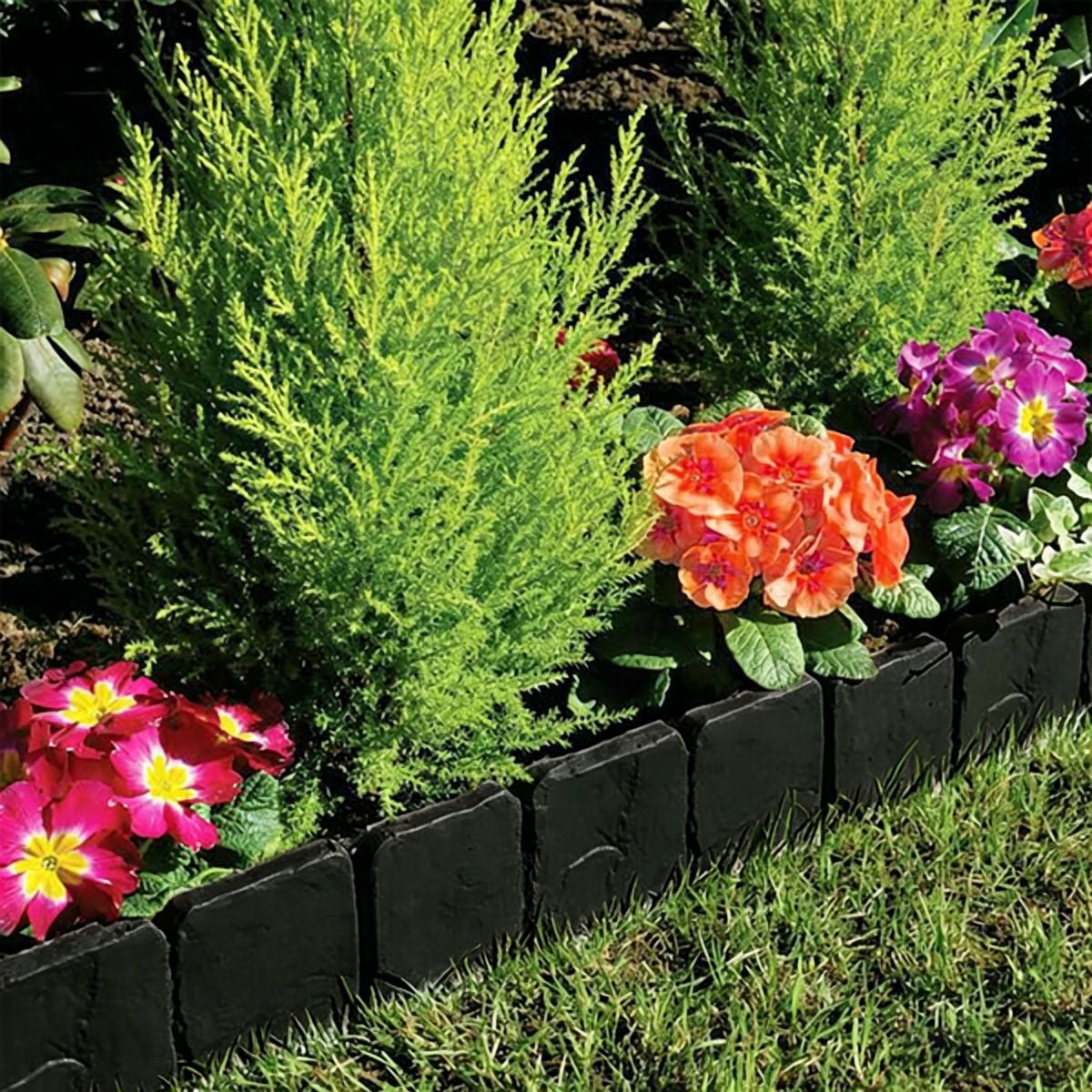 Plastic Lawn Edging, Interlocking Garden Landscape Border, 20‑Piece 16ft Flexible PP Garden Edging for Flower Beds, Walkways and Lawn Landscaping