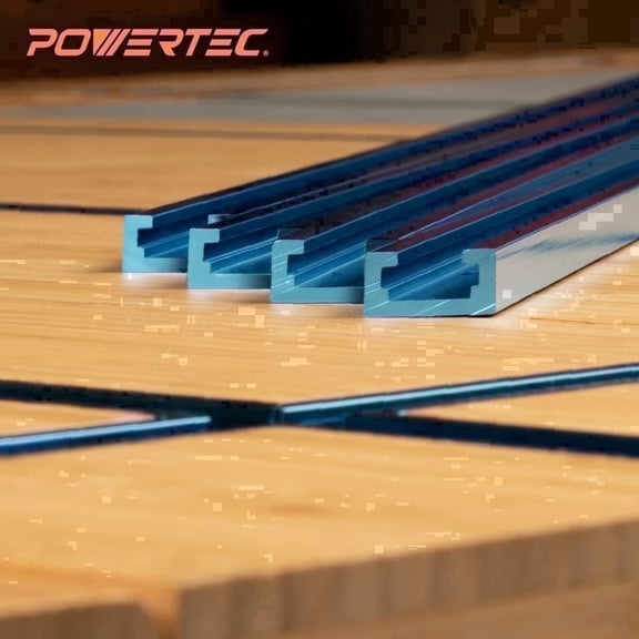 POWERTEC 6PK 24" Double-Cut Profile Universal T-Track with Predrilled Mounting Holes, T Track for Woodworking Jigs and Fixtures, Drill Press Table, Router Table, Workbench, 71118-P3