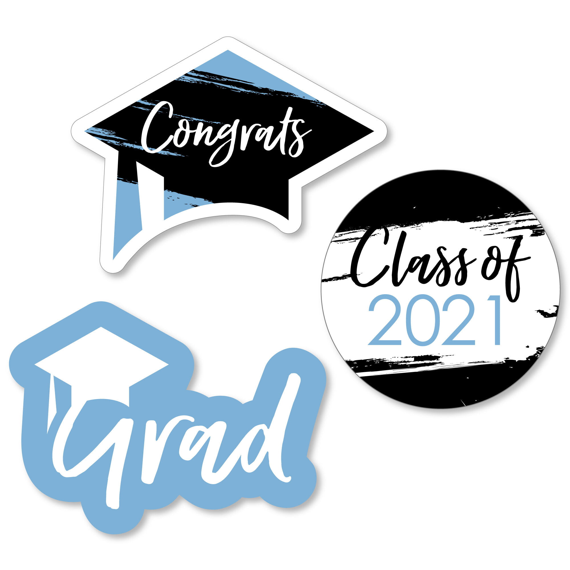 Big Dot Of Happiness Light Blue Grad Best Is Yet To Come Diy Shaped Light Blue 21 Graduation Party Cut Outs 24 Count Walmart Com Walmart Com