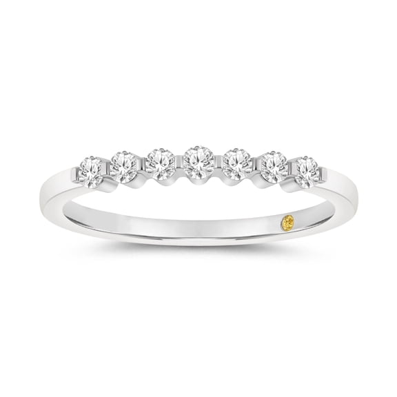 La Joya 10K White Gold Half Eternity Diamond Women's Wedding Ring, |Shared Prong Lab Grown 1/4 CT G-H VS/SI Seven Diamond Band | Ring Size 6.5