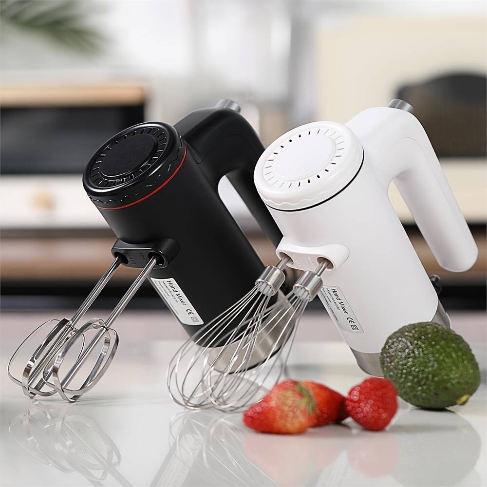 SAY YEAH Electric Hand Mixer,Upgrade 5 Speed Hand Mixer with Turbo Boost,Kitchen Immersion Blender for Food Whipping,Egg Beaters Includes 6 Attachments,White