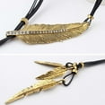 thumbnail image 7 of UDIYO Bohemian Women Rhinestone Feather Pendant Faux Leather Rope Necklace Jewelry, 7 of 7