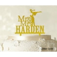 thumbnail image 1 of "Mr & Mrs Wedding Cake Topper Personalized Glitter Yellow Cake Topper Color Option Available 5""-7"" Inches Wide", 1 of 1