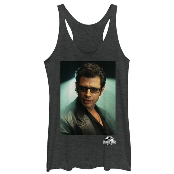 Women's Jurassic Park Dr. Malcolm Hero Portrait Racerback Tank Top Black Heather Large