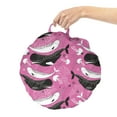 thumbnail image 2 of Whale Round Floor Cushion with Handle, Narwhal Mammal Ocean Animal Open Sea Abstract Depiction Illustration, Decorative Pillow for Living Room & Dorms, 18" Round, Pink and Charcoal Grey, by Ambesonne, 2 of 4