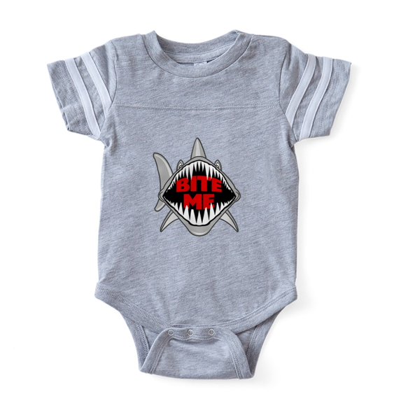 CafePress - Bite Me Shark - Cute Infant Baby Football Bodysuit