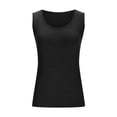 thumbnail image 4 of Women's Ribbed Tank Tops Sleeveless Round Neck Ribbed Tank Tops Slim Fitting Basic Cami Tee Shirts Knit Cropped Tee Tops Basic Daily Blouse Black XXL, 4 of 8