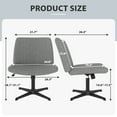 thumbnail image 6 of Home Office Chair Armless Criss Cross Legged Chair No Wheels, Wide Comfy Desk Chair Makeup Vanity Chair, Height Adjustable Swivel Fabric Computer Chair Task Chair, Grey, 6 of 7