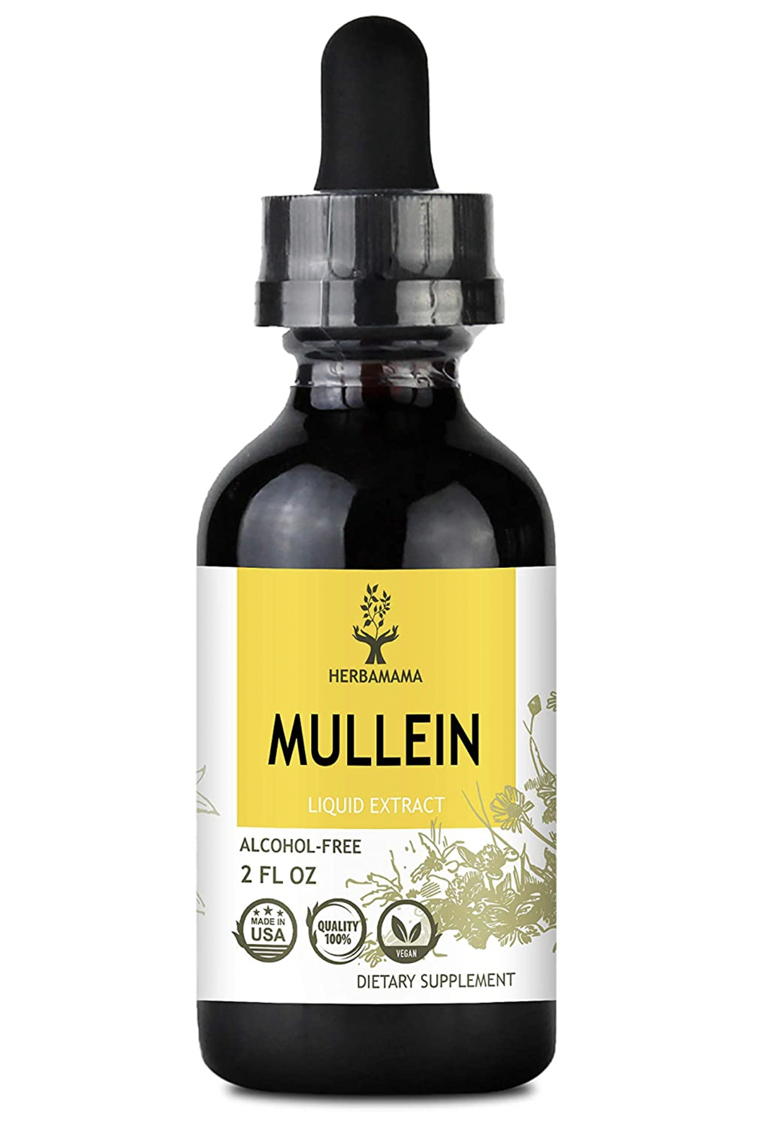 HERBAMAMA Mullein Leaf Liquid Extract 2 fl. oz Respiratory Health and