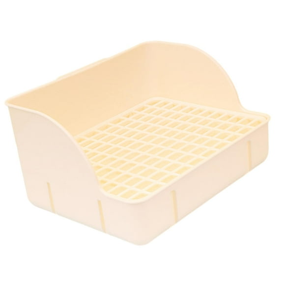 Caja de arena para mascotas de esquina, 29 x 22 x 15,5 cm, caja de inodoro de esquina para conejillos de indias, chinchillas, accesorios para jaulas malla de polipropileno blanca