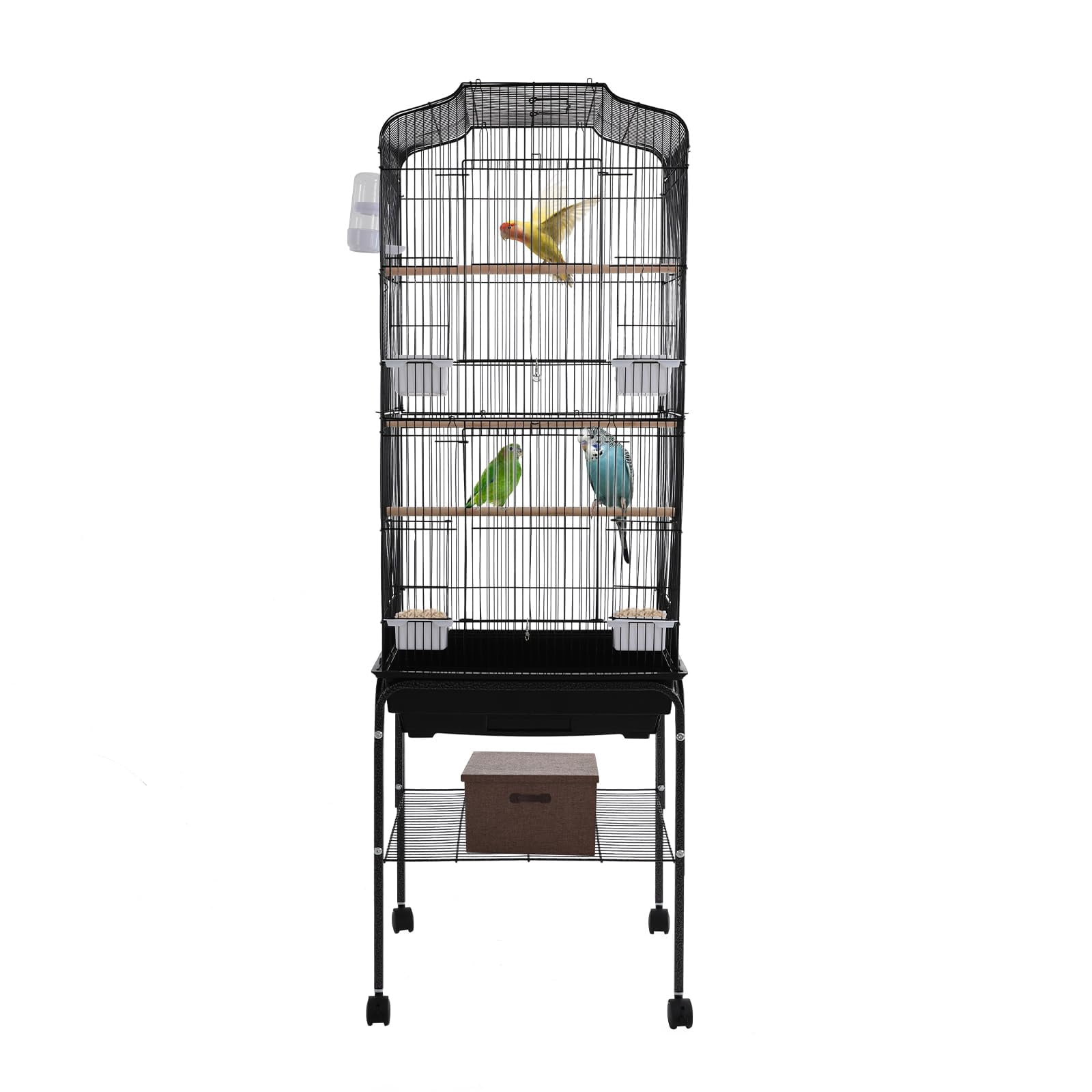 Extra Large Bird Cage, 54 Inch Wrought Iron Bird Cage Open Top Parakeet Cage w/Slide-Out Tray for Parrot, Cockatiel, Budgie, Parakeets, Lovebird, Small Medium Birds 18 * 14.6 * 54In(Black)