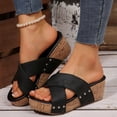 thumbnail image 2 of Fukaraa Dressy Wedge Sandals Women Wide Width Platform Buckle Ankle Strap Summer, 2 of 9