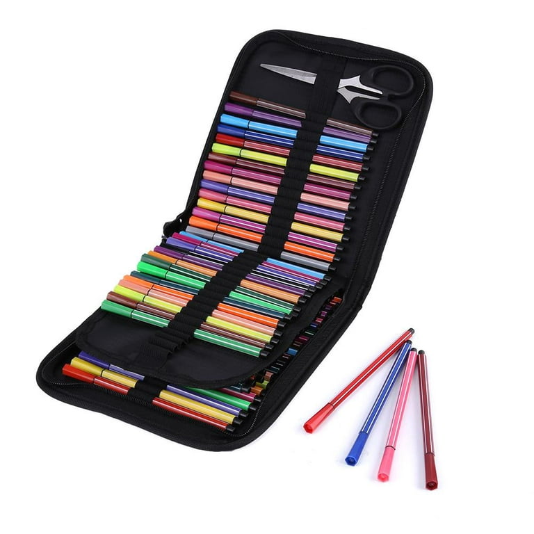 Herchr Art Pencil Case, 72/120 Slots Large Capacity Water Color Pen Case Pencil Pouch Storage Bag, Pencil Case Organizer, Size: 72pcs