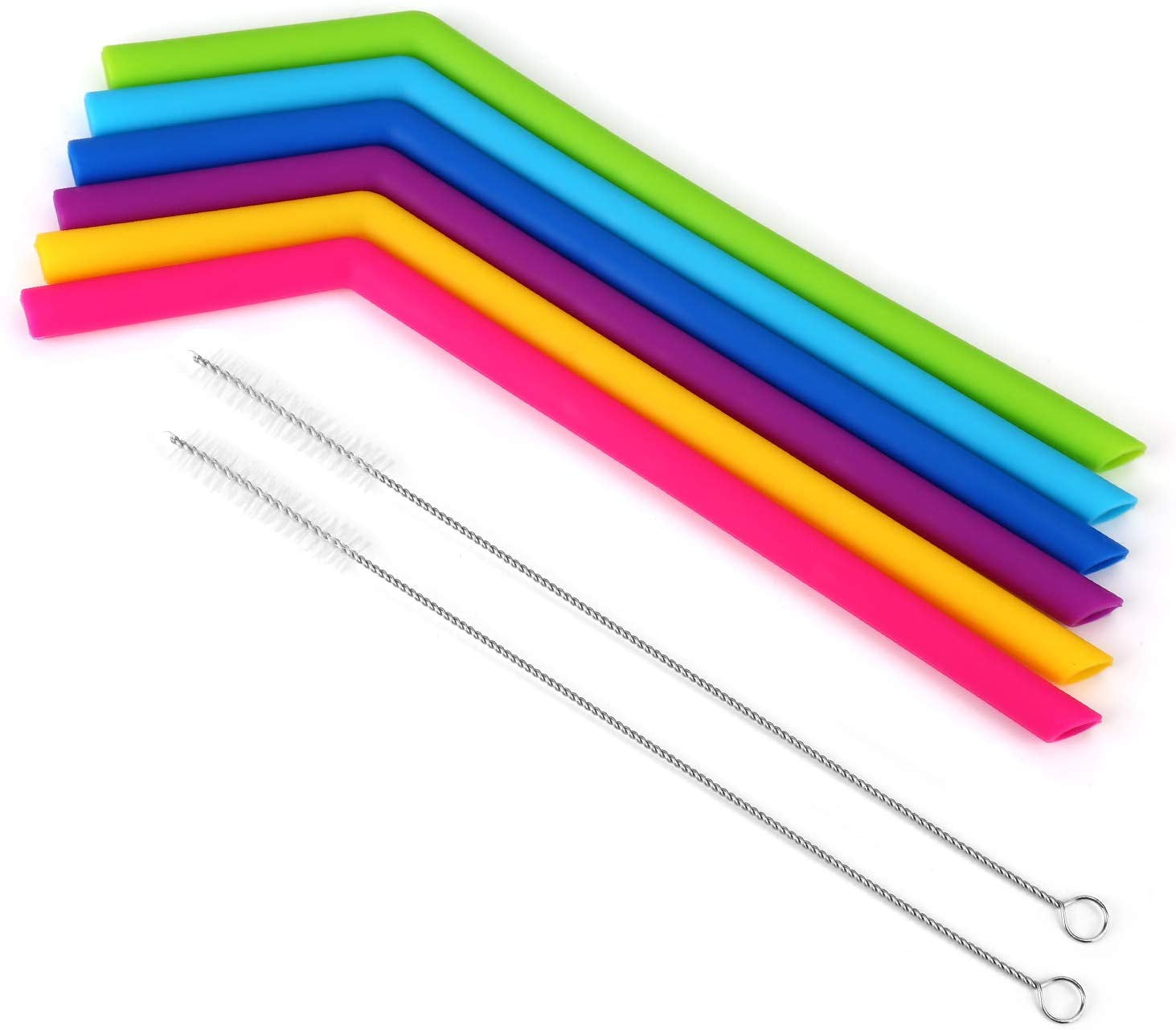 Reusable Straws Big Reusable Silicone Drinking Straws with Cleaning