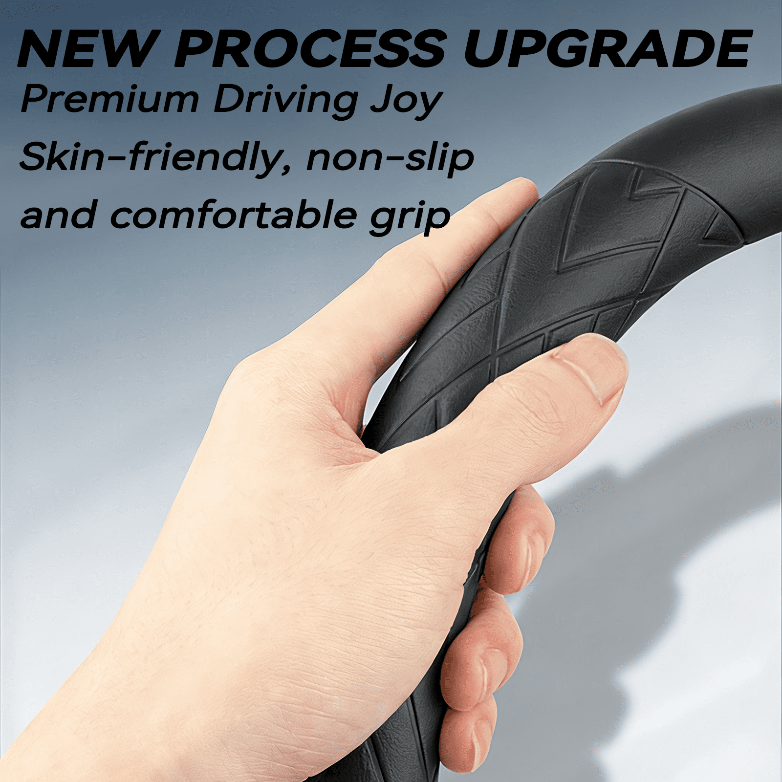 3D Embossed Custom Fit Steering Wheel Cover For Honda, Non-Slip Nappa Leather Wrap for Enhanced Grip & Comfort, Includes 2 Car Coasters & Fast Charging USB Cable Black