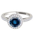 thumbnail image 2 of Mauli Jewels Engagement Rings for Women 1 Carat Halo Blue Diamond Engagement Ring Crafted 4 prong 14k White Gold, 2 of 7