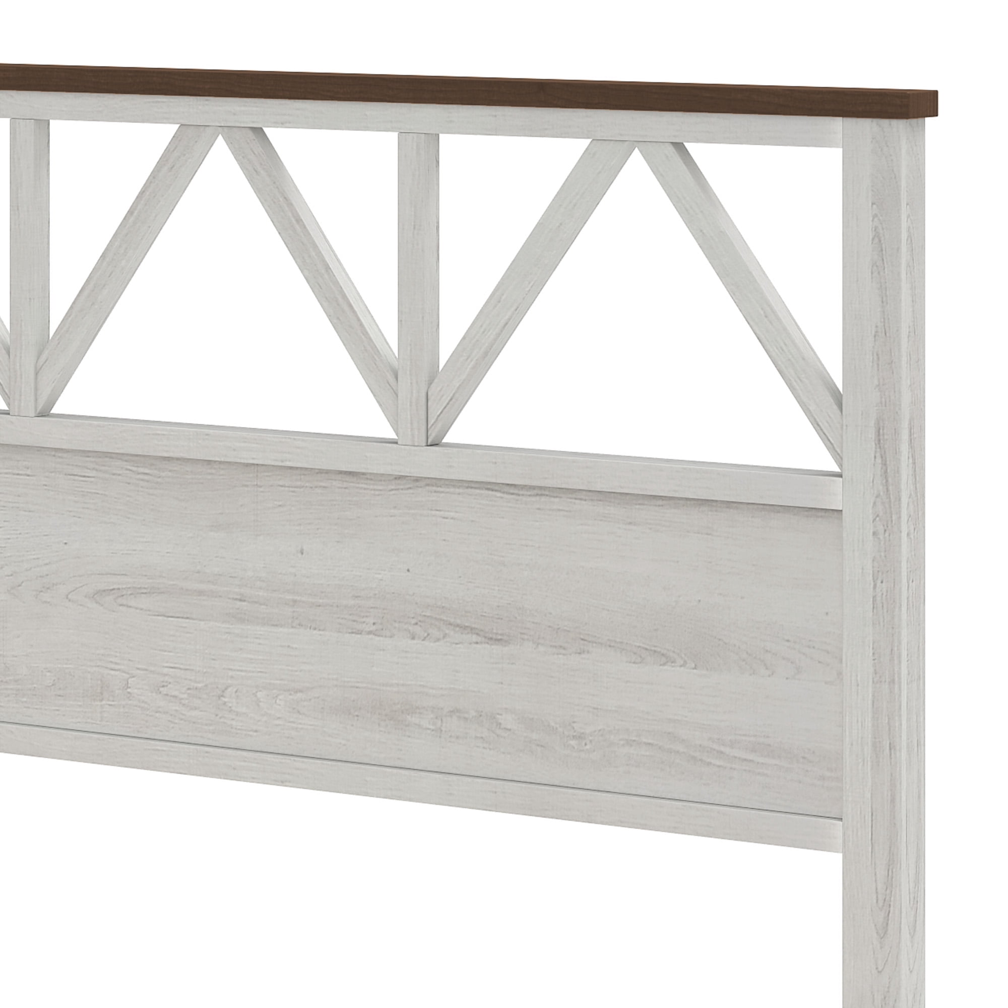Uforic Full-Size Bed Frame with V-Pattern Headboard, Noiseless Slats, No Box Spring Needed, Washed Gray