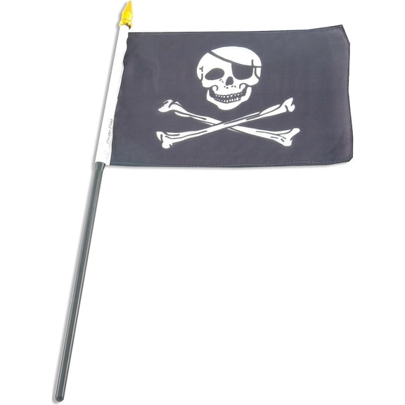 US Flag Store Pirate Jolly Roger Hand Flag, 4 by 6-Inch