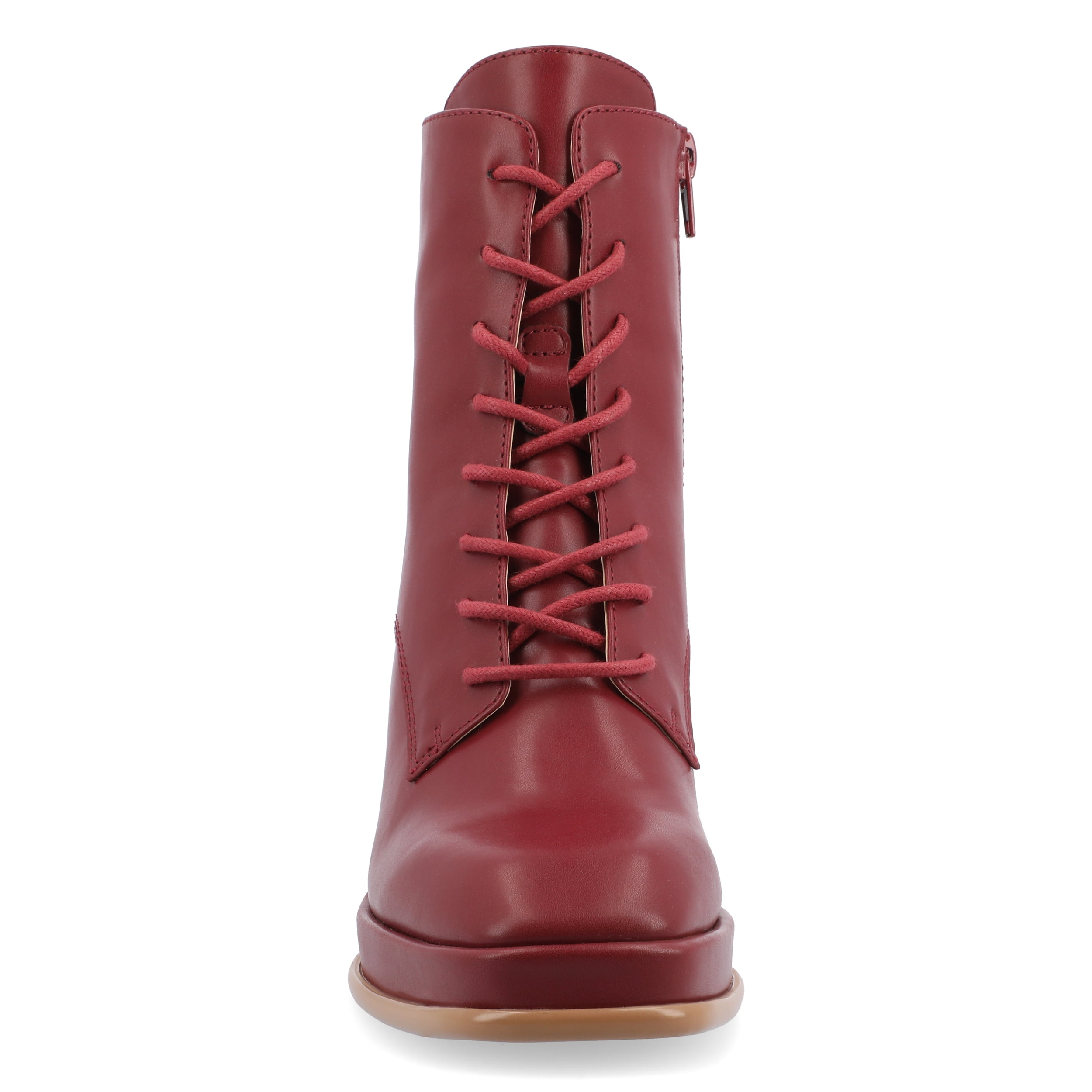 Journee Womens Kalindi Lace Up and Zip Entry Square Toe Booties, Widths Available
